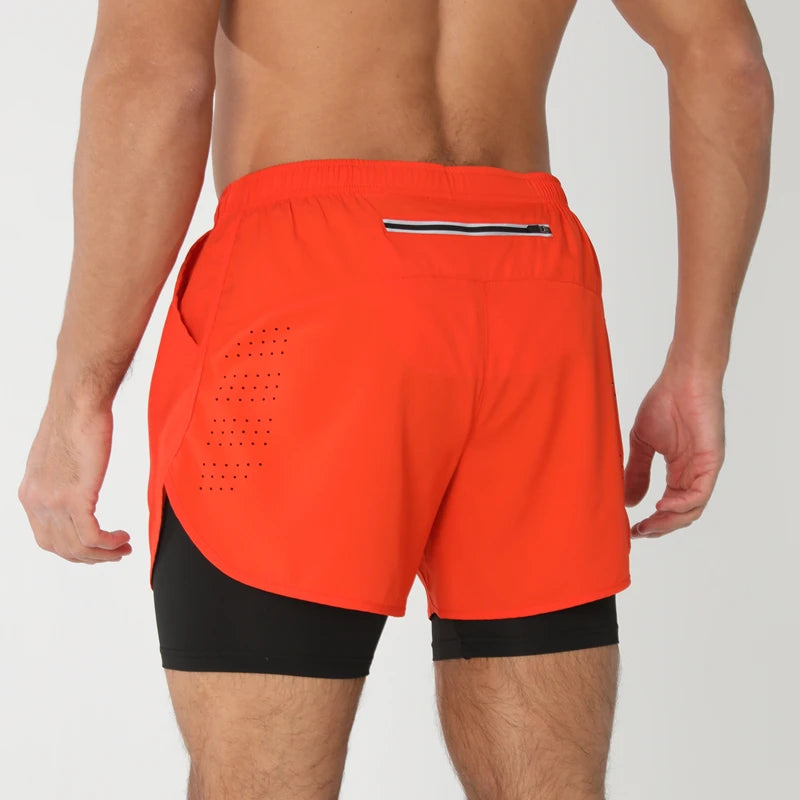 Short de running homme 2-en-1 à double épaisseur