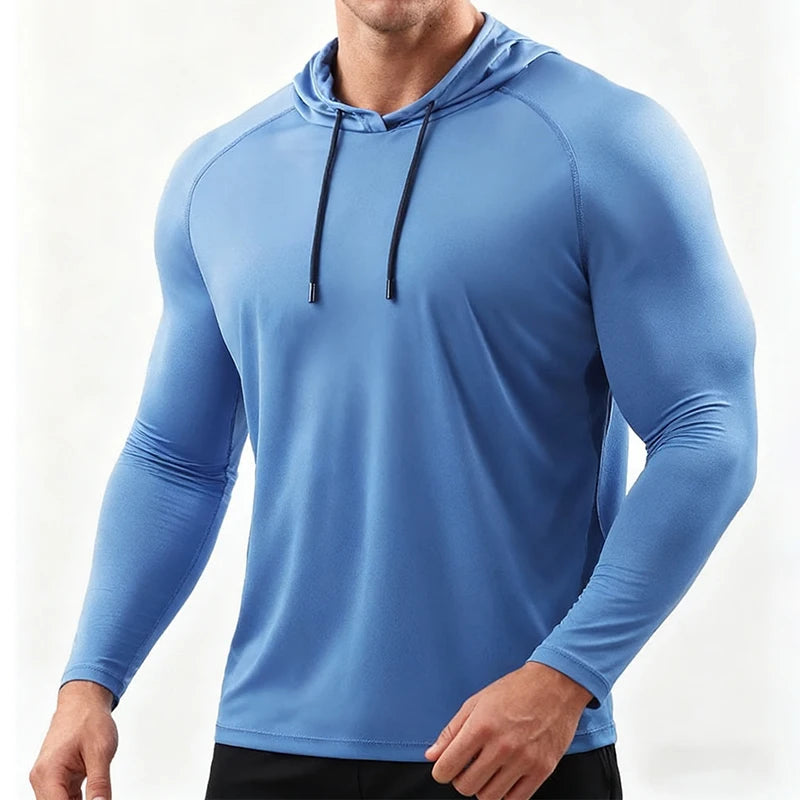 Haut de sport homme à capuche et manches longues