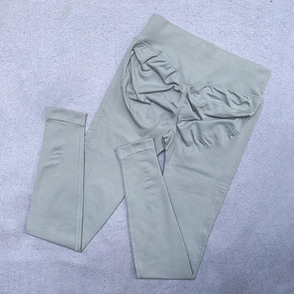 Legging de sport femme sans coutures, ceinture côtelée et détail froncé