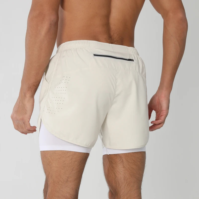 Short de running homme 2-en-1 à double épaisseur
