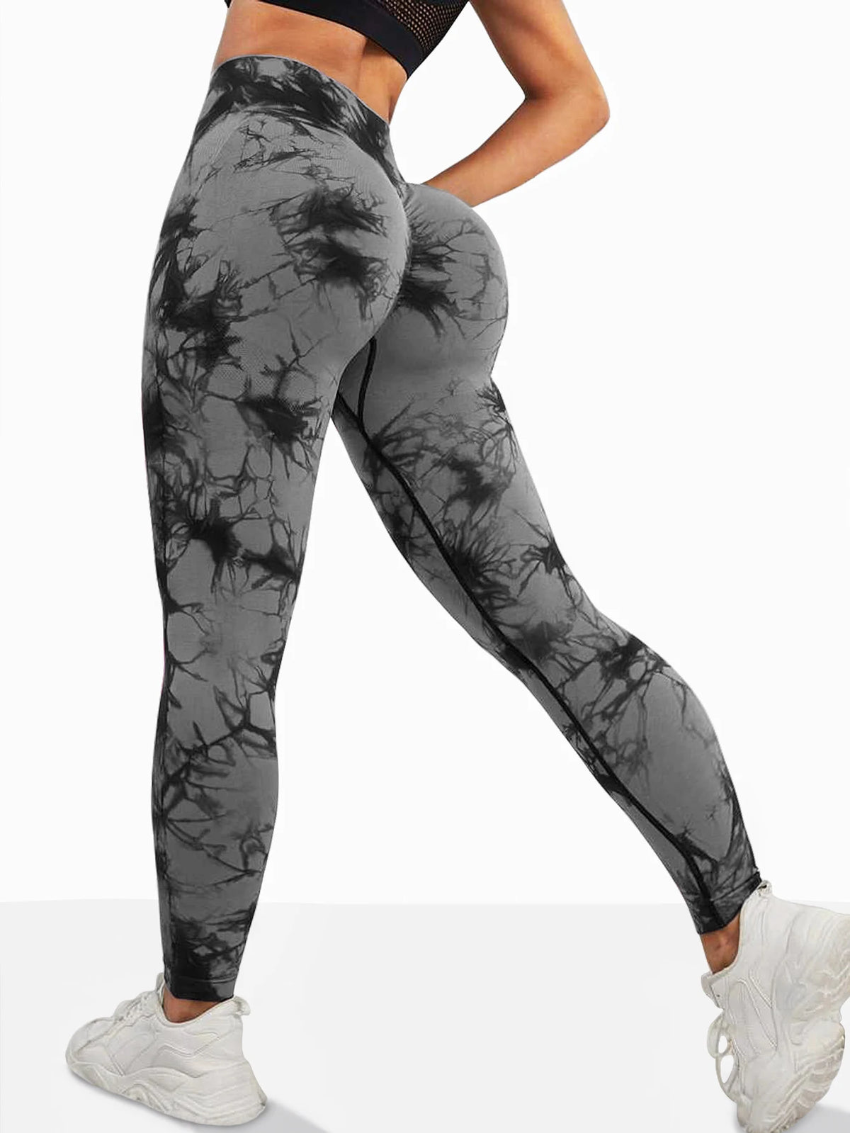 Legging de yoga femme sans coutures, taille haute et motif tie-dye