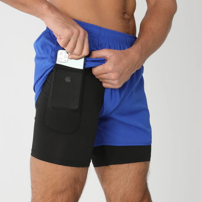 Short de running homme 2-en-1 à double épaisseur