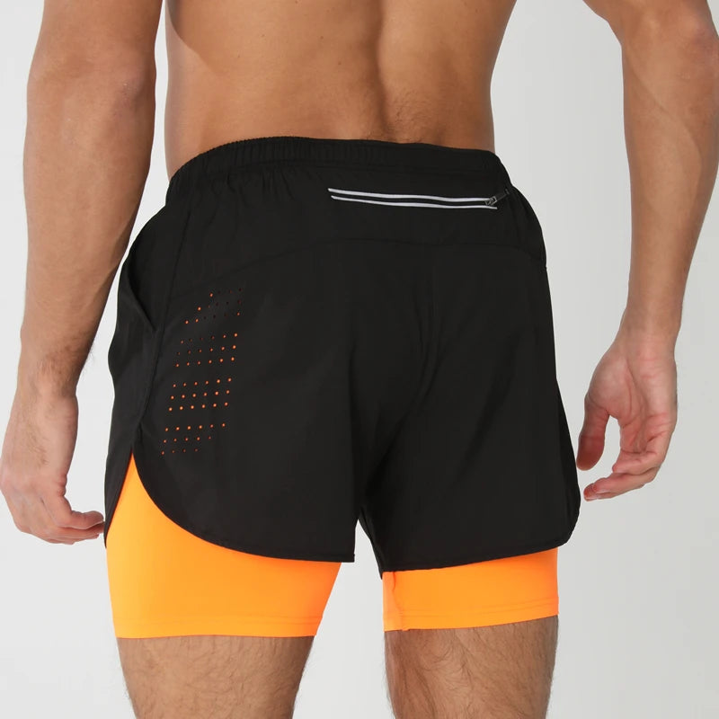 Short de running homme 2-en-1 à double épaisseur