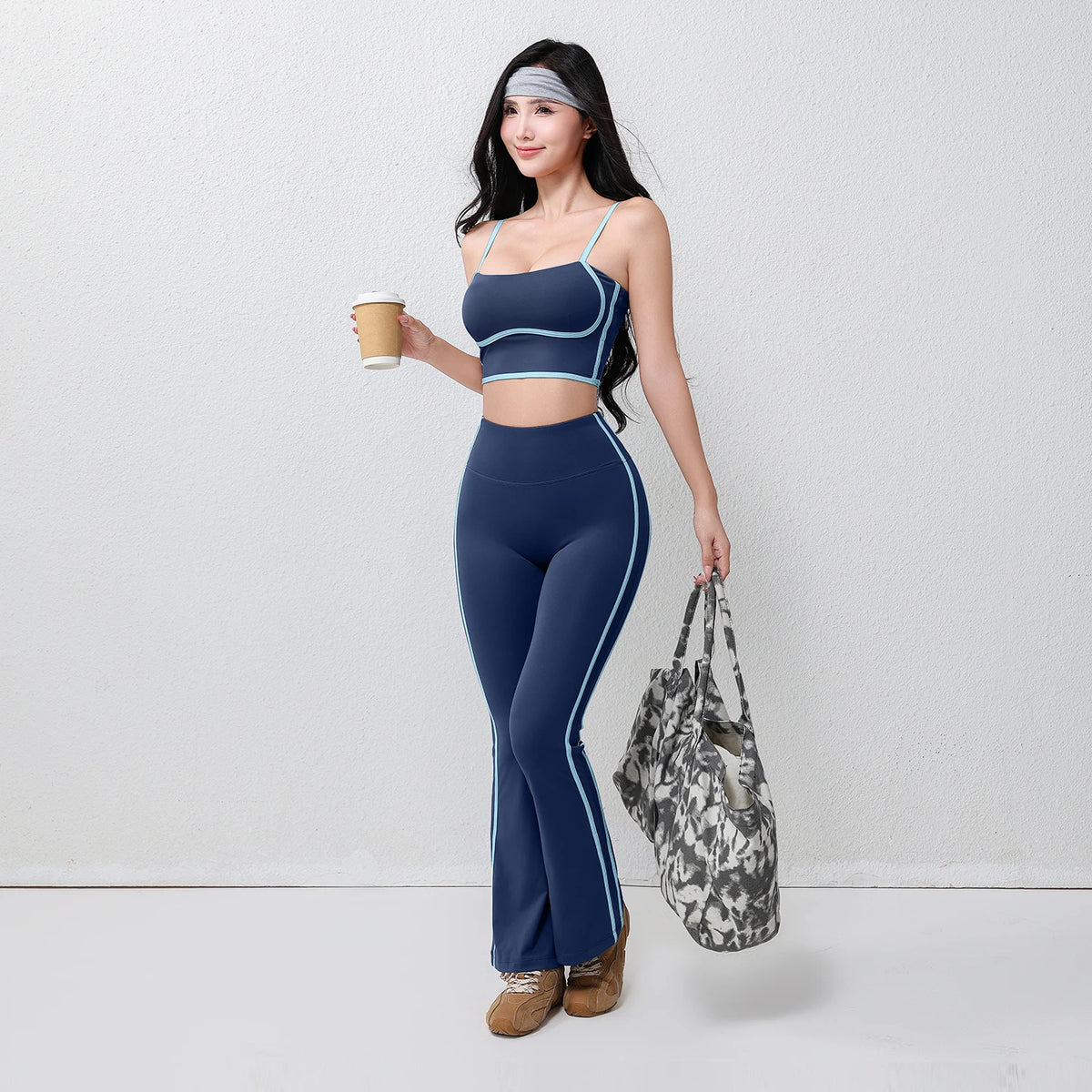 Pantalon de yoga évasé grande taille pour femme, extensible dans les quatre sens, respirant, taille élastique intégrale, effet push-up.