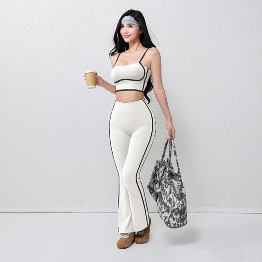Pantalon de yoga évasé grande taille pour femme, extensible dans les quatre sens, respirant, taille élastique intégrale, effet push-up.