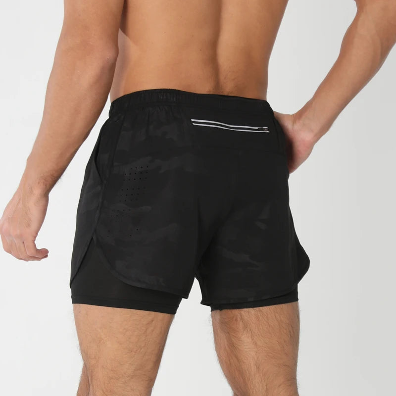 Short de running homme 2-en-1 à double épaisseur
