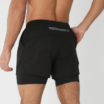Short de running homme 2-en-1 à double épaisseur